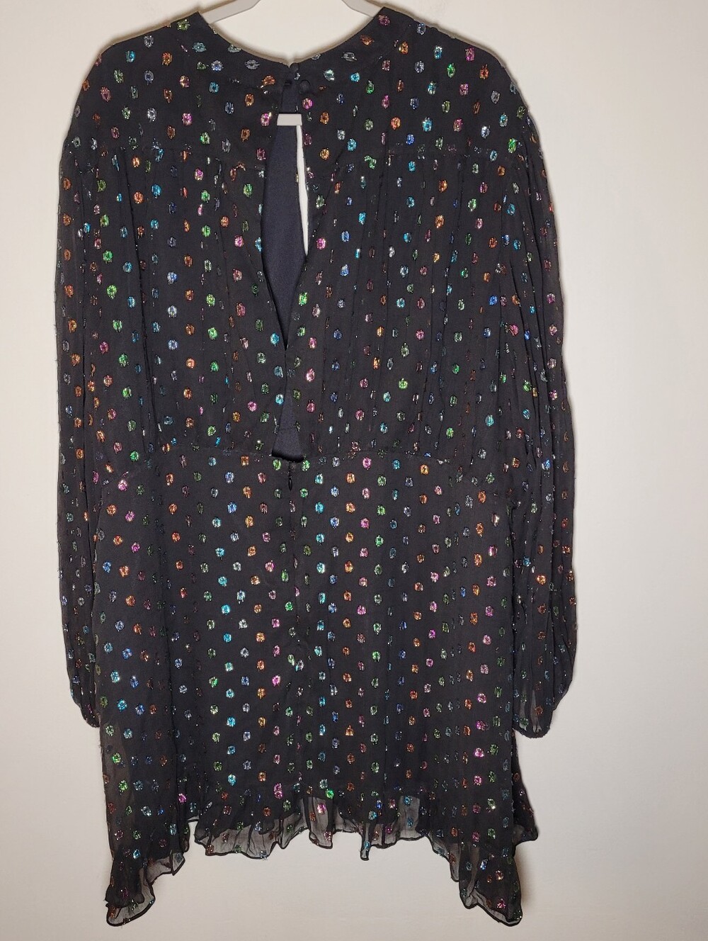 Never Fully Dressed Multi Sparkle Mini Azelia Dress XXL Long Sleeve Ruffle Hem - Picture 2 of 6